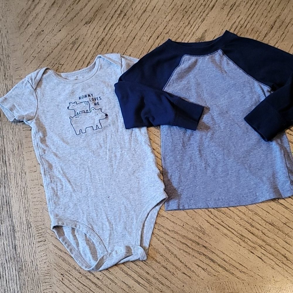 24 month boys onsie and lomg sleeve shirt bundle